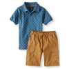 Beverly Hills Polo Club Short Sleeve Printed Polo and Cargo Short, 2-Piece Outfit Set (Little Boys & Big Boys)