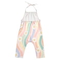 thumbnail image 3 of Girls' Jumpsuits Rompers Summer Casual Sleeveless Rompers With Pockets Spaghetti Strap Romper Pastel Rainbow Colors Pattern 2T, 3 of 7