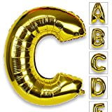 Just Artifacts Glossy Gold (30-inch) Decorative Floating Foil Mylar Balloons - Letter: C - Letter and Number Balloons for any Name or Number