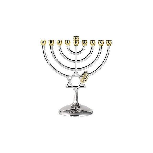 Hanukkah Menorah 9 Ramas, Plata Tamaño Completo Sin Deslustre - Candelabros Judíos Portavelas (7 Pulgadas, Plata) Kuyhfg Bienvenido a Kuyhfg