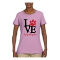 thumbnail image 2 of Love My Dog Stole My Heart Red Pawprints Pop Culture Womens Graphic T-Shirt, Light Pink, X-Large, 2 of 3