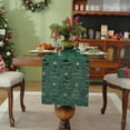 thumbnail image 4 of Christmas Table Runner 13x55 Inch, Green Polyester Dining Table Runner with Snowman, Snowflake & Christmas Tree Design, Decorative Holiday Table Cover for Dining Room, Coffee Table, Party Décor, 4 of 5