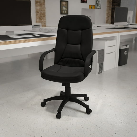 BizChair High Back Black Glove Vinyl Executive Swivel Office Chair with Arms