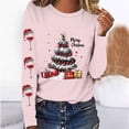 thumbnail image 2 of Darzheoy Christmas Womens Tops Versatile Loose Lightweight Solid Color Trendy Sweatshirts Long Sleeve Printed Pullover Casual Hoodless Blouses, 2 of 4