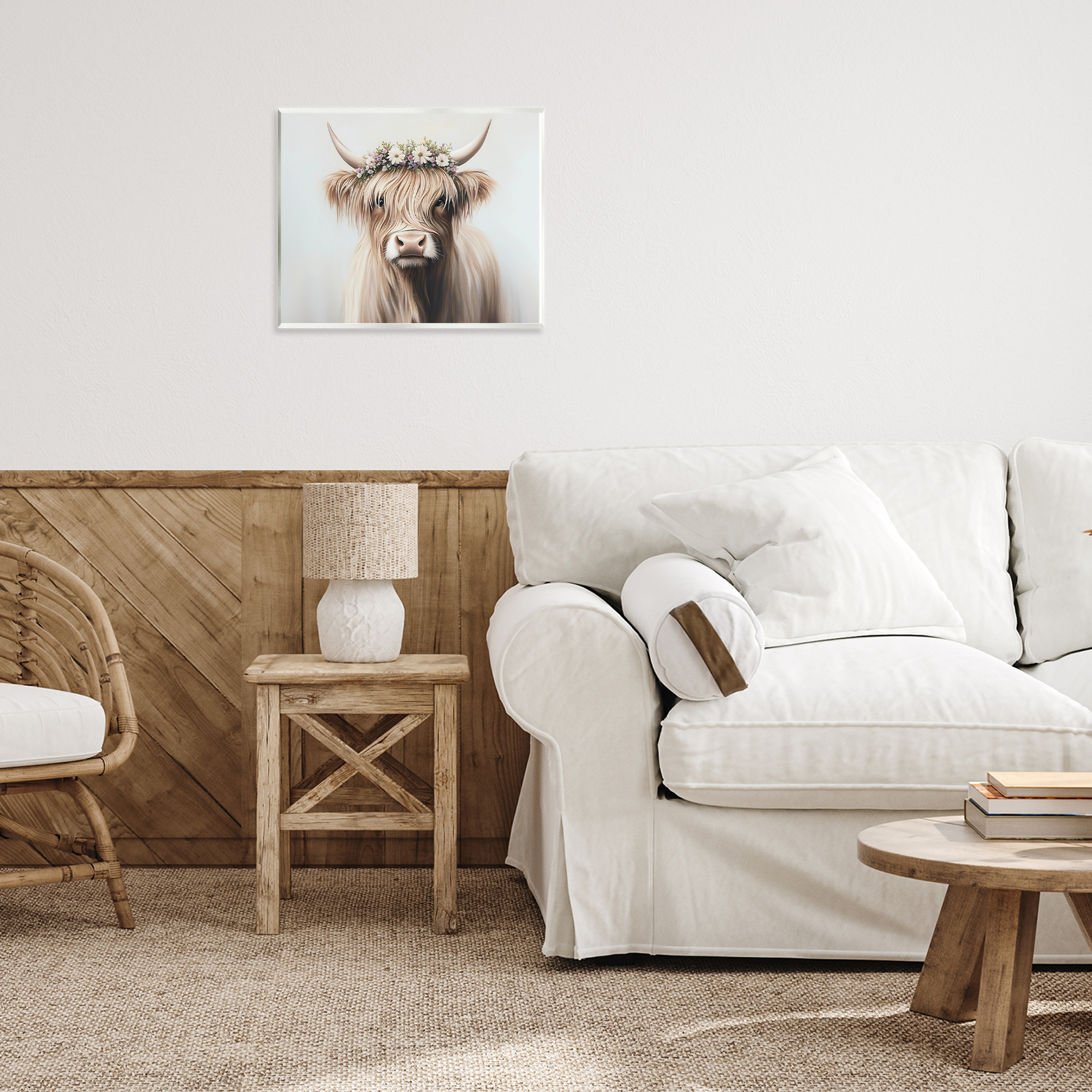 Shaggy Cattle Floral Crown Wall Plaque Art, design by Shawna Stewart