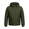 thumbnail image 5 of Men's Hooded Puffer Jacket Full Zip Padded Coat,Warm Windbreaker Fall Winter Outerwear Relaxed Comfy Daily Outing Wear,Green,XXL, 5 of 9