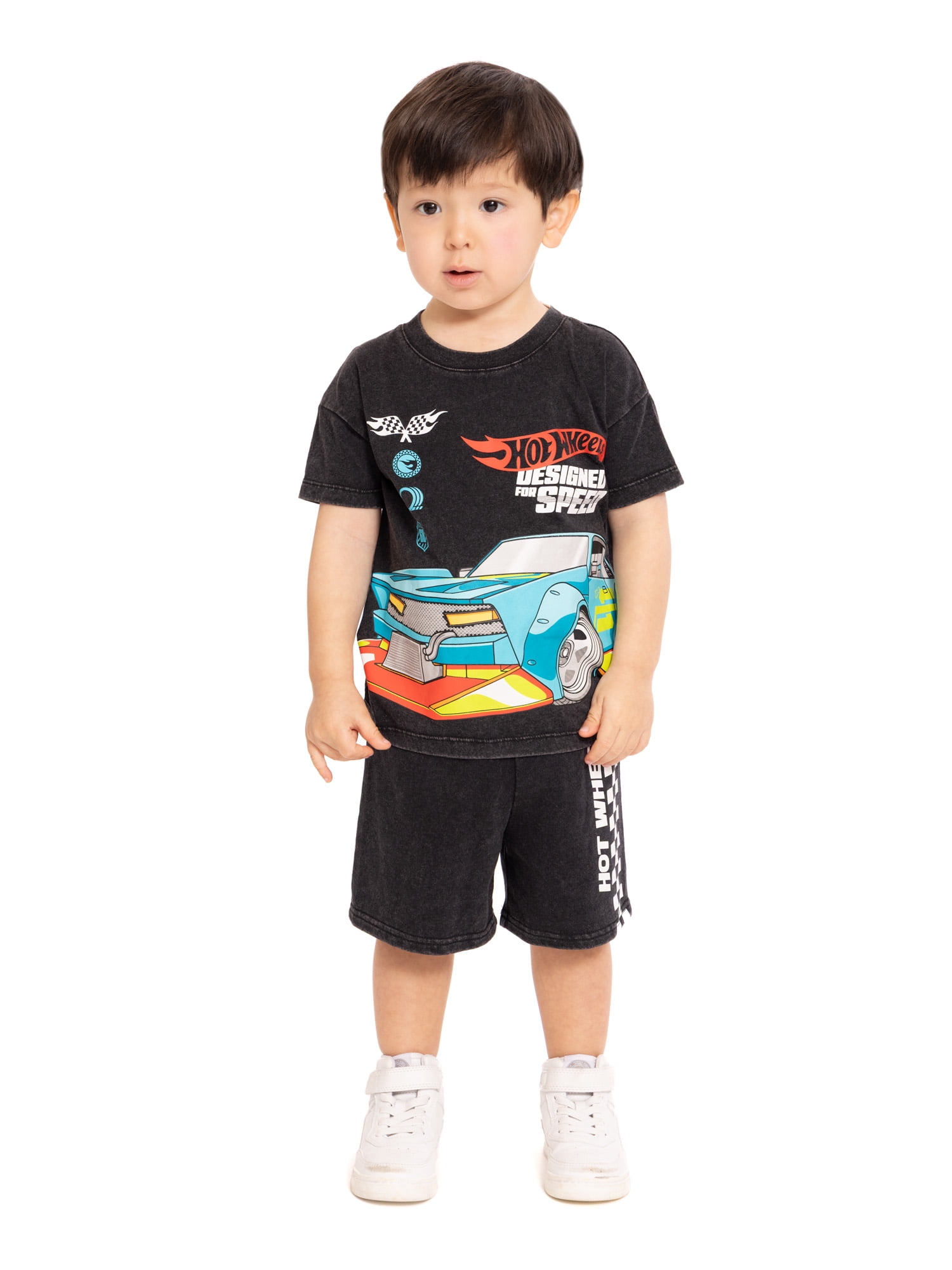 Hot Wheels Baby and Toddler Boy Short Sleeve Graphic Tee and Matching Shorts Set, 2-Piece, Sizes 0/3M-5T