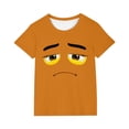 thumbnail image 2 of Blusas y camisas de manga corta con cuello redondo para niños y niñas, color liso, con estampado de expresión linda, manga corta, holgadas y cómodas, blusa para niña, 2 of 6