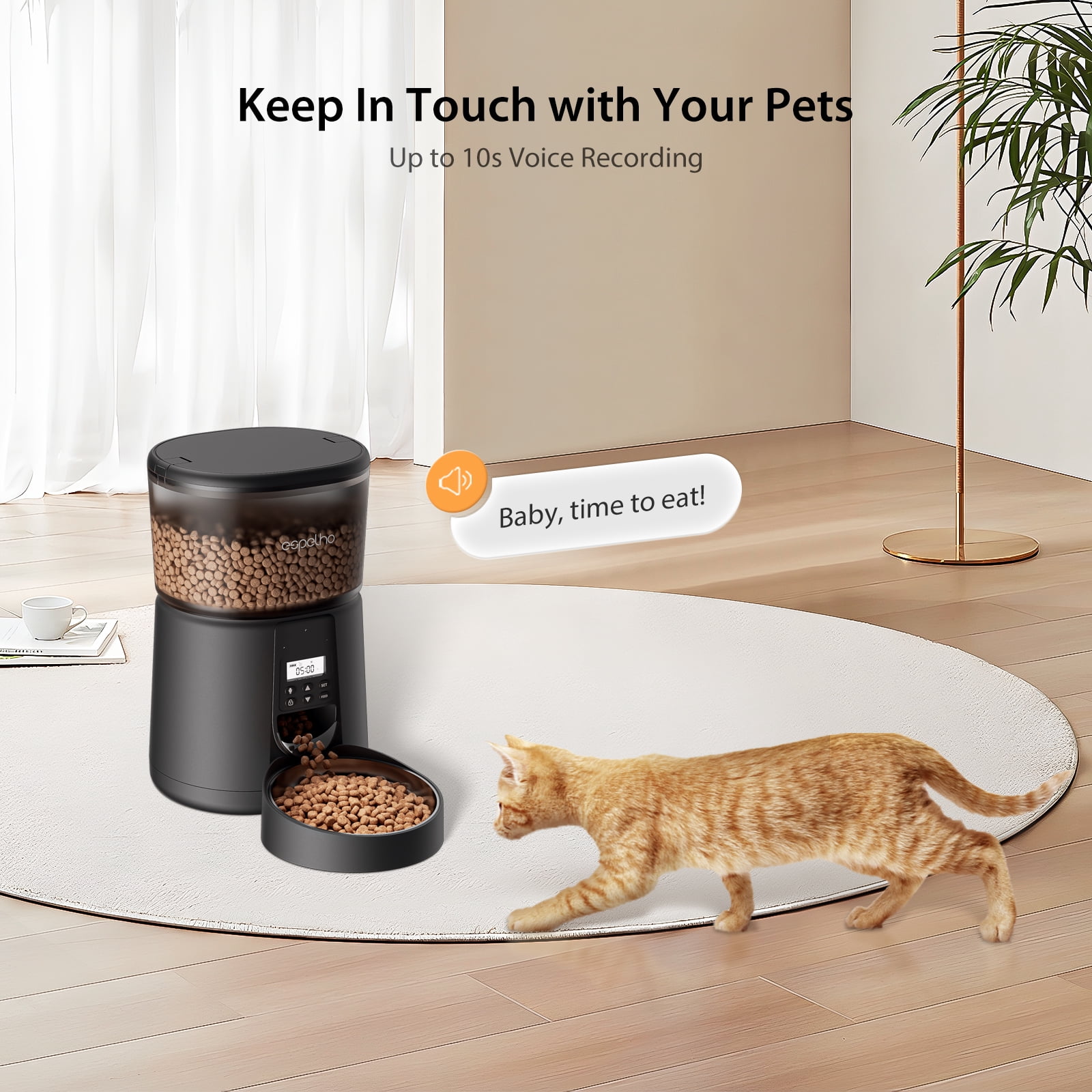Automatic Cat Feeders, 3L Timed Cat Food Dispenser with Clog-Free Design, Dog Pet Feeder