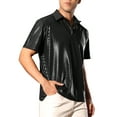 thumbnail image 4 of INSPIRE CHIC Metallic T-Shirt for Men's Sparkle Dots Printed Short Sleeves Shiny Golf Polo Shirts, 4 of 5