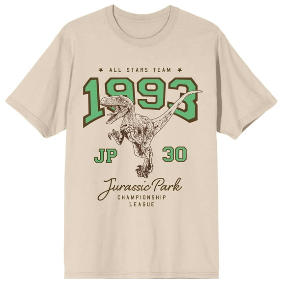 Jurassic Park Varsity Art Crew Neck Short Sleeve Natural Women's T-shirt
-3XL