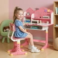 thumbnail image 2 of solautey Kids Desk and Chair Set, Ergonomic Height Adjustable Children School Study Desk with Storage, Widened Desktop, Book Stand and Drawer for Boys Girls, 2 of 8