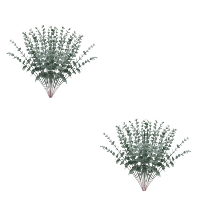 Cateissary 12x gran cantidad de plantas de plástico para decoración de plantas artificiales alta simulación planta simulada ramo vida verde Escarcha verde oscuro 2Conjunto