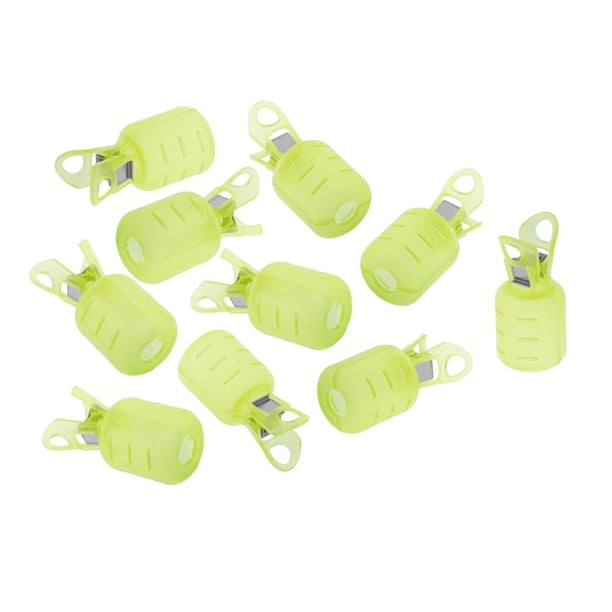 10 protectores duraderos para anzuelos de calamar, protectores para pinchazos con dedos, clip para señuelos Amarillo L