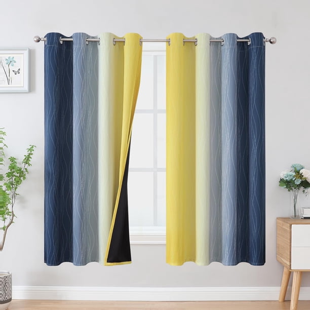 Cortina Estelar Textiler 132x160 cm Azul Marino con Amarillo Blackout