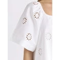 thumbnail image 3 of Free Assembly Women's Square Neck Eyelet Mini Dress with Short Sleeves, Sizes XS-XXL, 3 of 5