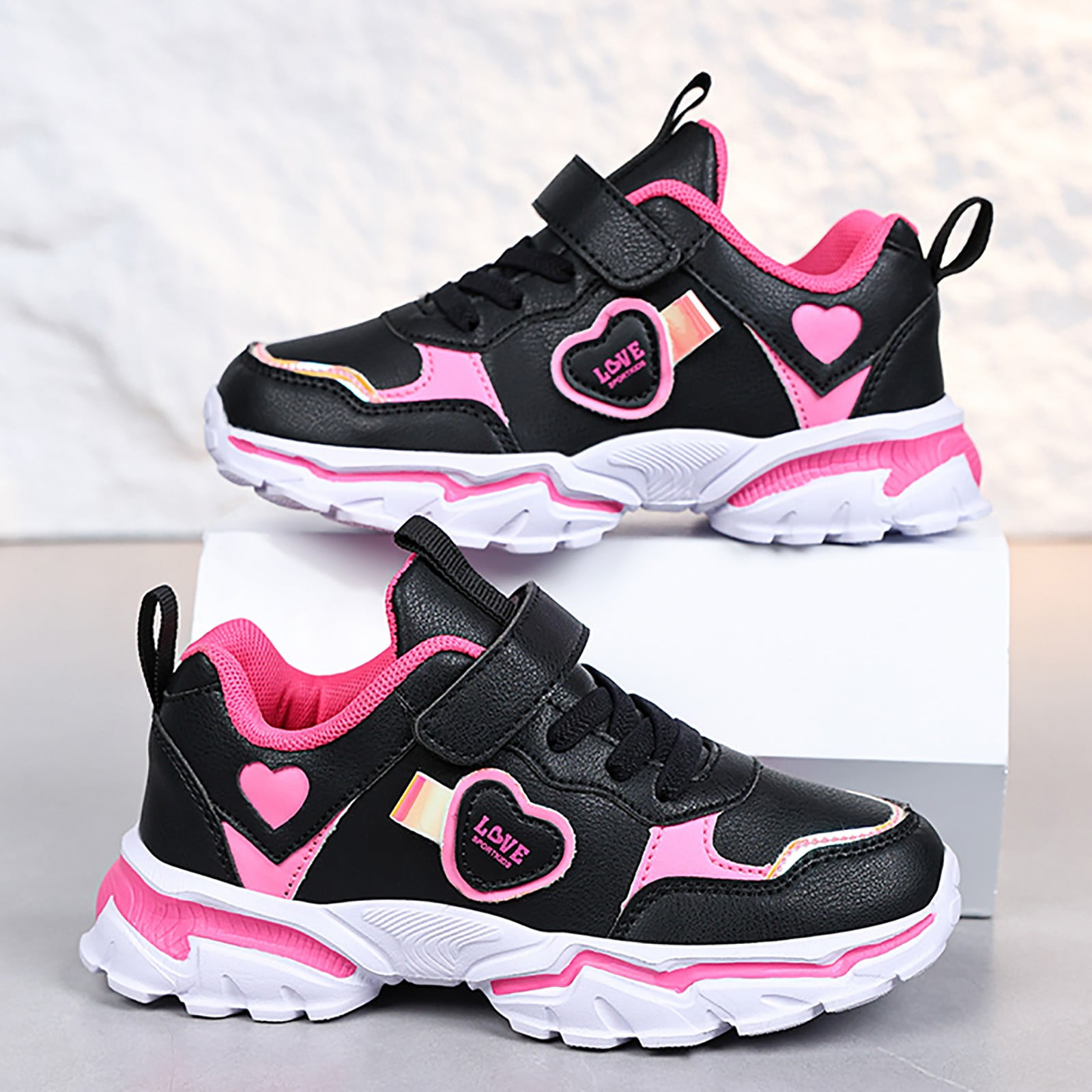 Girl Athletic Shoes Comfort Leather Casual School Shoes Athletic Sneakers for Girls Black (Little kid/Big kid),12