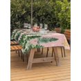 thumbnail image 2 of Outdoor Tablecloth with Umbrella Hole and Zipper, Pink Christmas Tree Rectangle Table Cloth 54x80 Inch Waterproof Tablecloth, Winter Watercolor Gold Snowflakes Picnic Table Cover for Patio Camping, 2 of 7