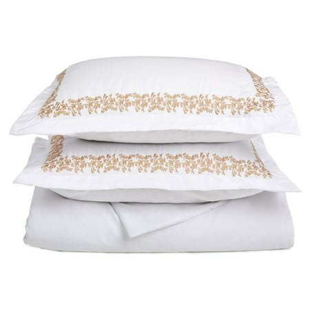 Superior Light Weight and Super Soft Brushed Microfiber, Wrinkle Resistant Duvet Cover with Floral Lace Embroidered Pillow Shams