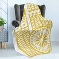 thumbnail image 4 of Yellow and White Soft Flannel Fleece Blanket, Abstract Bird in Scandinavian Folkloric Style Retro Design Floral Motif, Cozy Plush for Indoor and Outdoor Use, 50" x 70", Mustard White, by Ambesonne, 4 of 5