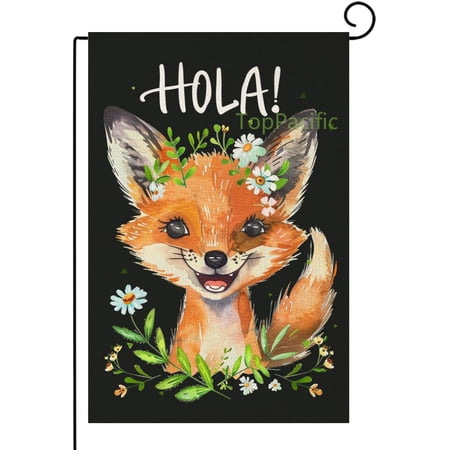 Funny Garden Flag Fox Garden Flag 12x18 In "HOLA' Garden flag Yard Flag for Home Decor Outdoor Decor Double Sided for Outdoor Summer House Yard Decoration(11232)
