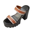 thumbnail image 2 of Xdegoge Platform Sandals Women Chunky High Heel Slides Rhinestone Double Strap Summer Beach Shoes Sparkling Slip On Fashionable Dressy Outdoor Casual Open Toe, 2 of 9