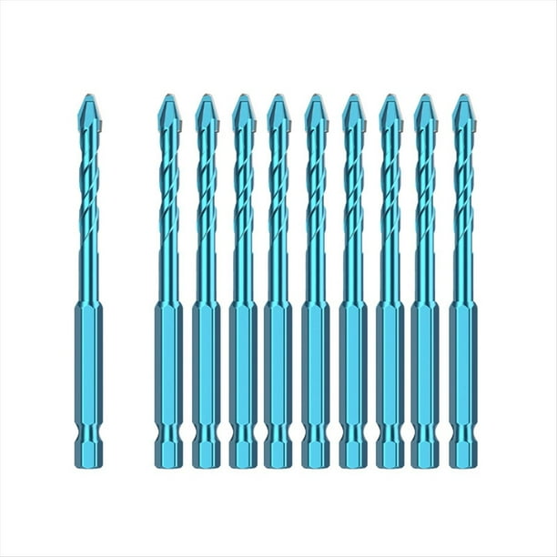 Juego de Brocas de Espada Azul de 10 Piezas Taladro Excéntrico de Alta Dureza Taladro Inalámbrico Accesorios de Herramientas Eléctricas 6 mm
