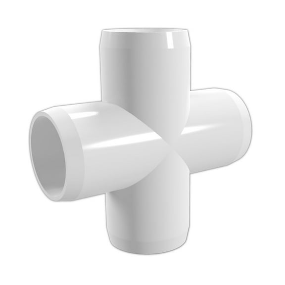 FORMUFIT F034CRX-WH-8 Cross PVC Fitting, Furniture Grade, 3/4" Size, White, 8-Pack