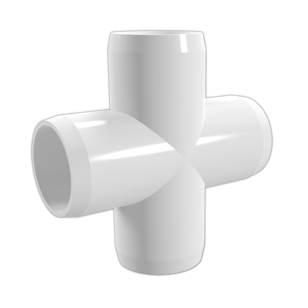FORMUFIT F034CRXWH8 Cross PVC Fitting, Furniture Grade, 3/4" Size, White, 8Pack