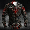 thumbnail image 2 of Mens Shirts Casual Carnival Gothic Festival Print Long Sleeve Top Dark Medieval Style Costume Comfortable Shirt for Men Red S, 2 of 4