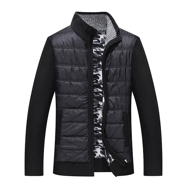Mikilon Men's Sweater Coat Plus Velvet Loose Knit Sweater Printed Cardigan Casual