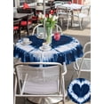 thumbnail image 5 of Round Outdoor Tablecloth With Umbrella Hole And Zipper– Retro Abstract Tie Dye Love Waterproof Patio Table Cover for Party, Picnic, Backyard, 60" Dia. , Midnight Blue, 5 of 8