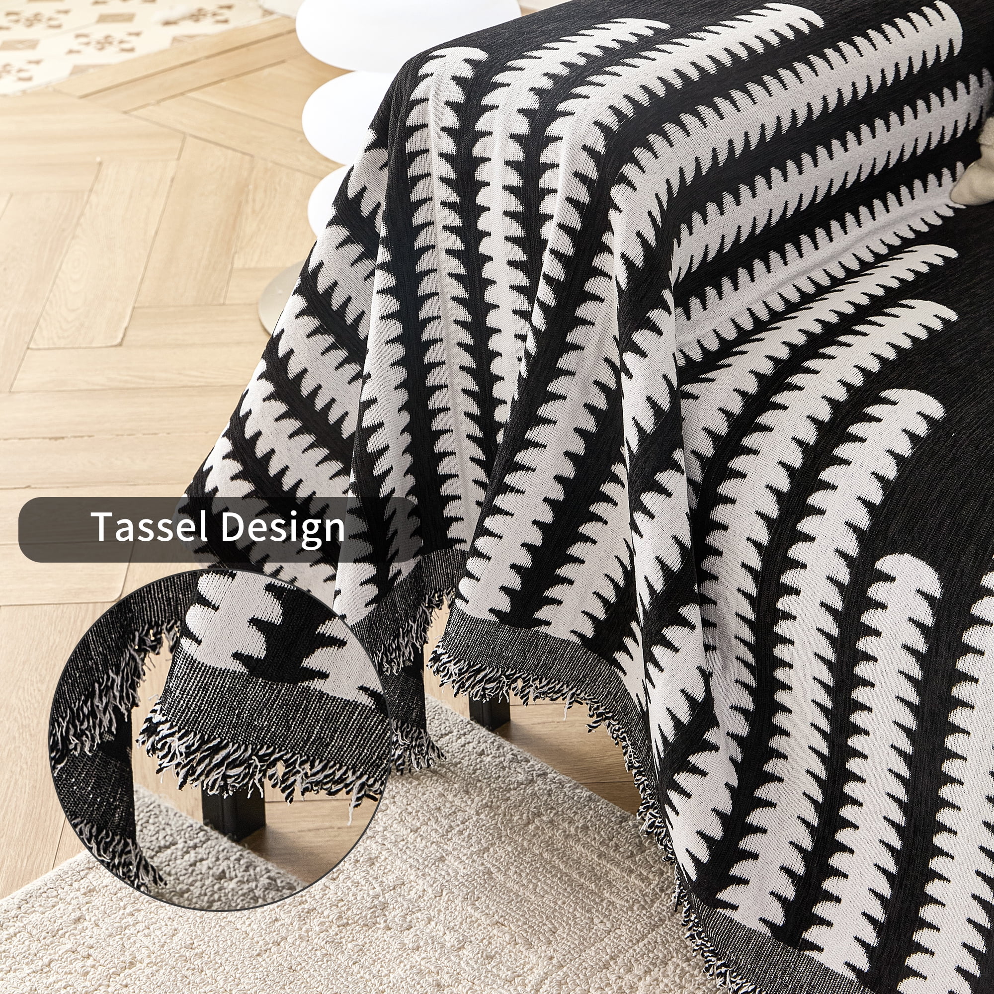 Smuge Sofa Cover, Couch Cover Protector Slipcover L Shape 3 Cushion Sofa Towel Sectional Throws Sofa Covers for Dogs Cats Home Decor(71"x 150", Black White)