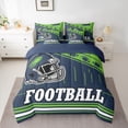 thumbnail image 2 of jejeloiu Rugby Ball Games 7-Piece Bedding Comforter Set,Green Deepblue King Bedding Sets For Kids Reversible, 2 of 8
