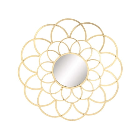 Lattice Mirror Decmode Modern 37 X 37 Inch Metal Round Lattice Wall Mirror, Gold ()
