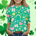 thumbnail image 2 of Tauxra T-Shirt Vert Imprimé à Manches Trois-Quarts, Col Rond pour la Saint-Patrick, T-Shirt à Manches Courtes en Tricot Doux, Tenue de Fête, Vêtement pour Adulte avec Design Décontracté pour la Maison, 2 of 5