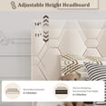 thumbnail image 4 of Tamaño individual-size beige marco de cama con forrado cabecero: heavy-duty cama de plataforma con strong wood slats, no box spring required, noise-free & fácil montaje, 4 of 8