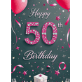 thumbnail image 4 of Glamorous Pink Glittery 50th Birthday Banner Background Party Decors for Photography Props Birthday Party Decorations Celebration Event, 4 of 7