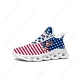 thumbnail image 1 of Zapatillas deportivas planas con bandera de EE. UU., rojas, azules y blancas, para hombre y mujer, con cordones y malla, hechas a medida., 1 of 6