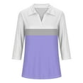thumbnail image 6 of fatyb 3/4 Length Sleeve Womens V Neck Tops with Collar Casual Loose Tunic Shirts Dressy Blouses for Women, 6 of 7