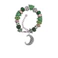 thumbnail image 2 of Silvertone Large Swirl Man in Moon Green Christmas Bead Bracelet, 2 of 4