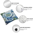 thumbnail image 4 of Acheng Chinoiserie Pillow Cover Teal Flower Navy Blue Throw Pillow Covers Floral Outdoor Farmhouse Pillowscase Square Cushion Covers for Sofa Couch Bedroom Living Room Decoration,2 pcs White, 4 of 6