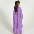 thumbnail image 6 of IBTOM CASTLE Kids Girls Muslim Abaya Dress Long Sleeve Chiffon Islamic Kaftan Robe Open Front Cardigan Prayer Dress with Hijab 13-14 Years Purple, 6 of 8