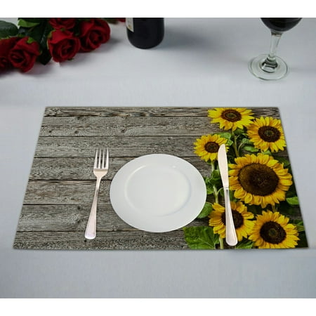 

ABPHQTO Autumn Sunflowers Wooden Board Placemat 12x18 Inch Set of 2 Table Placemats