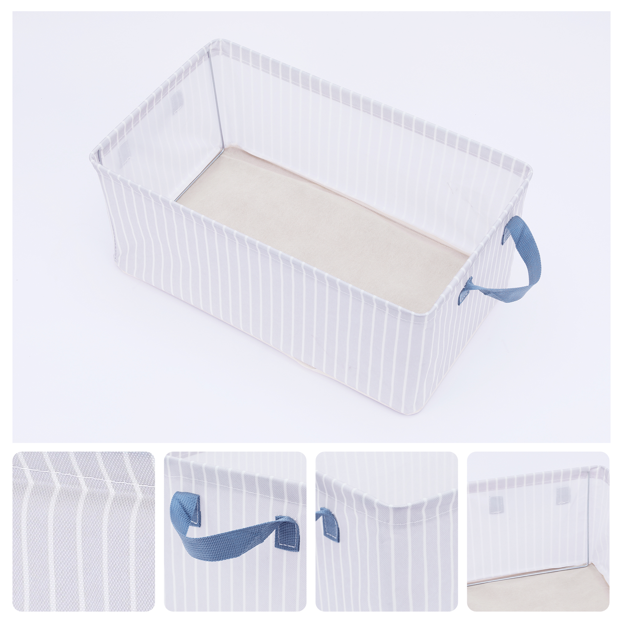 Unique Bargains Storage Bin with Handles 1 Pack Foldable Beige