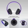 thumbnail image 3 of PowerLocus Auriculares inalámbricos Bluetooth estéreo plegables, auriculares con cable recargables con micrófono incorporado para iPhone, Samsung, LG, iPad (púrpura), 3 of 5