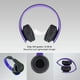 thumbnail image 3 of PowerLocus Auriculares inalámbricos Bluetooth estéreo plegables, auriculares con cable recargables con micrófono incorporado para iPhone, Samsung, LG, iPad (púrpura), 3 of 5