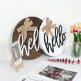 thumbnail image 3 of Final Clear Out!! Garden Decorative Board  Wooden Hanging Board White/Brown Rural Style Linen Double Bow Welcome/Hello Style, 3 of 5