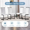 thumbnail image 6 of 63" Modern Black Rectangle Faux Marble Dining Table Room Sets for 6,Dining Table with 6 PU Leather Dining Chairs,Black Table and 6 White C-shaped Chairs with Black Leg, 6 of 8