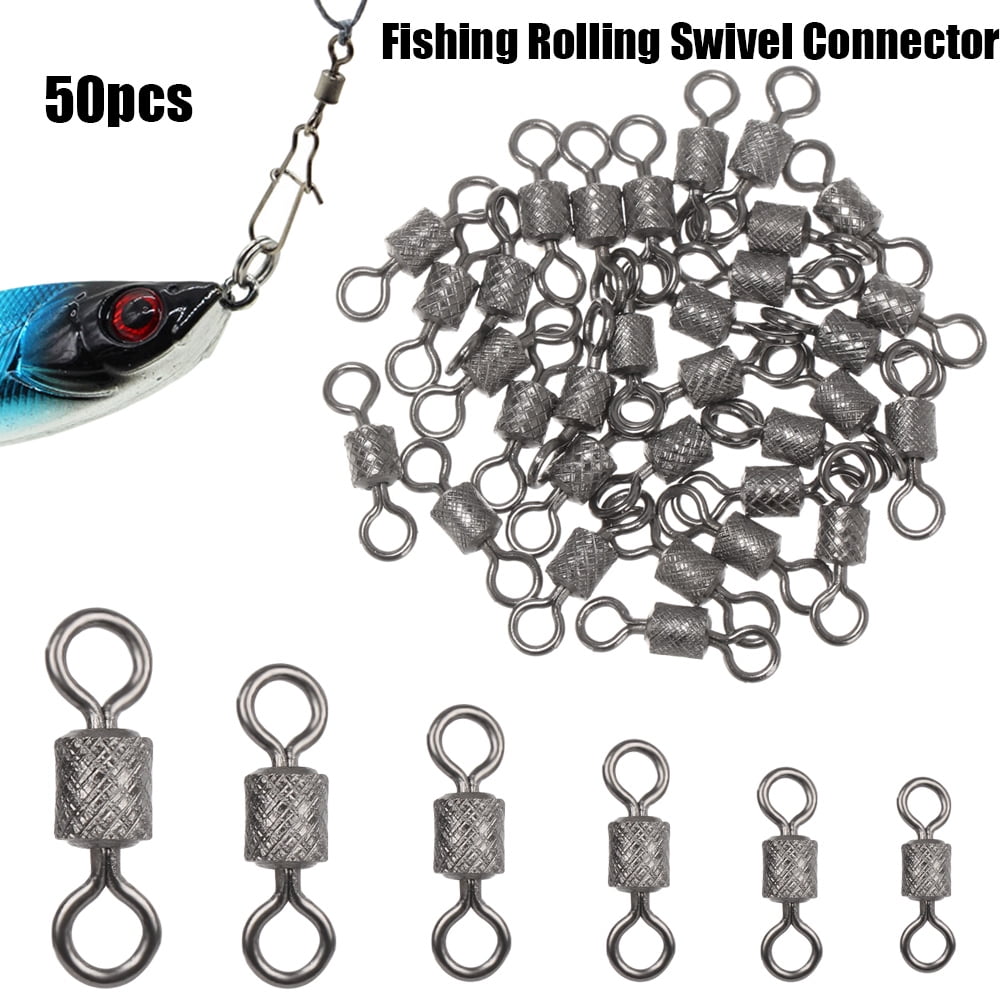 50PCS/Lot 2# 4# 6# 8# 10# 12# Stainless Steel Fishing Swivels Ball